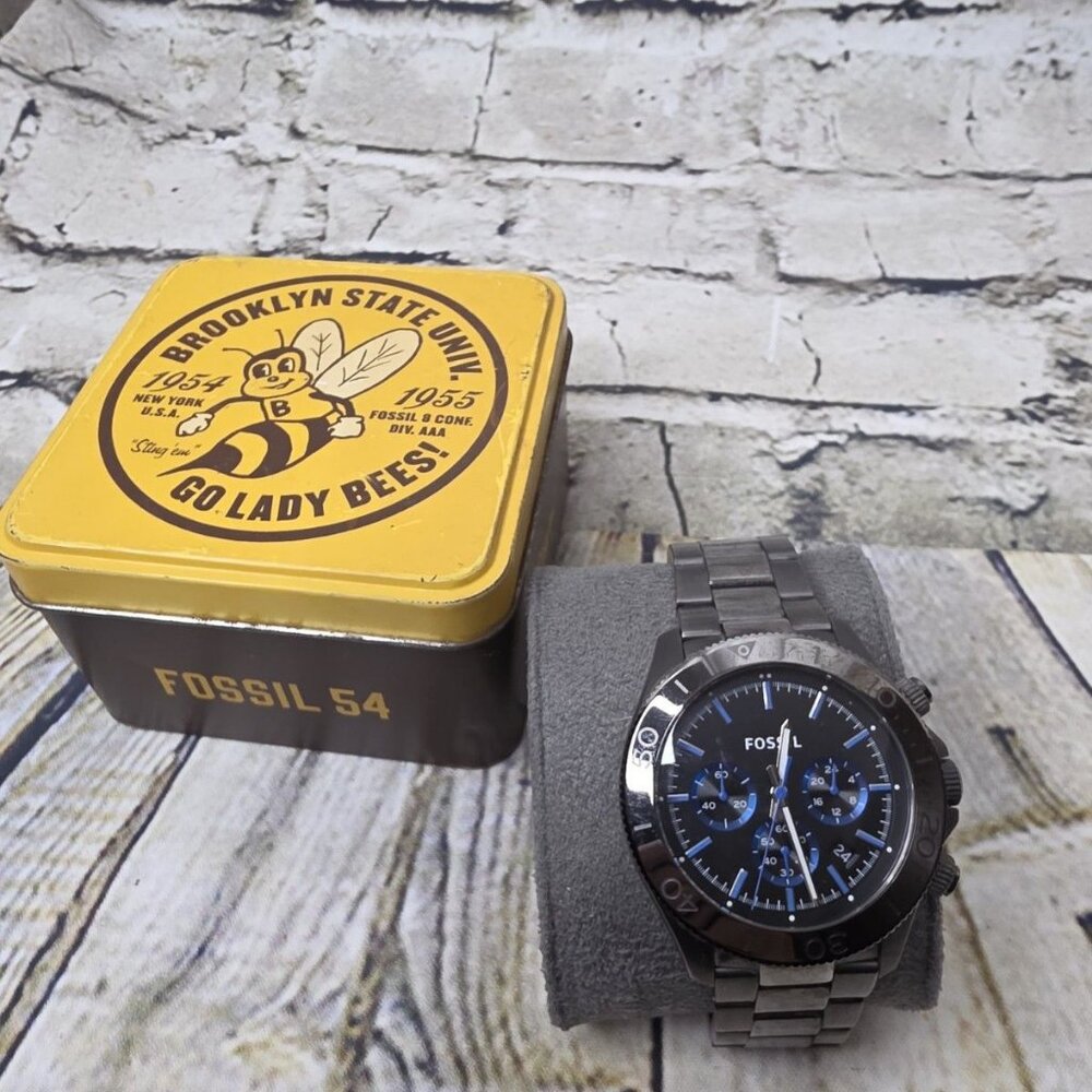 Fossil Mens Retro Watch CH2869 Stainless Steel Works Needs Battery w Box